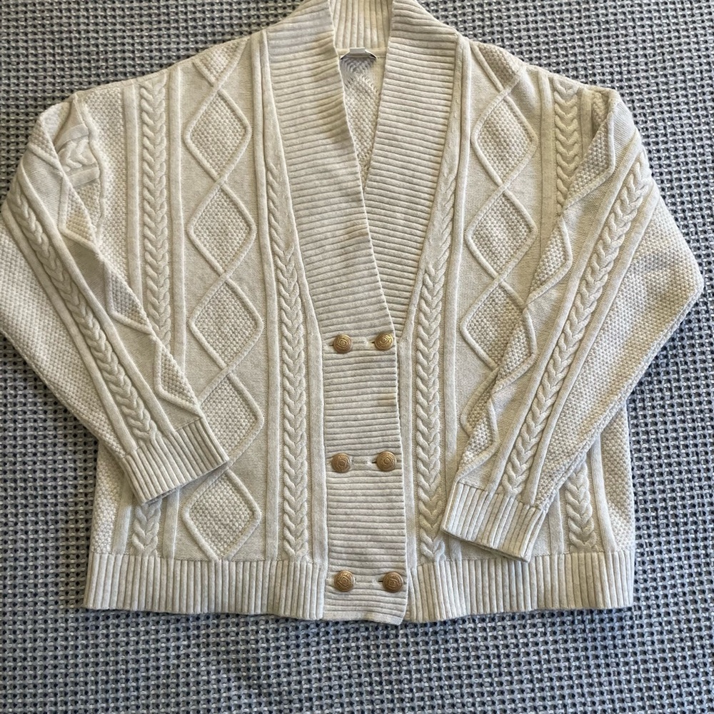 J. Jill Cream Double-Breasted Knit Cardigan - Picture 2 of 5